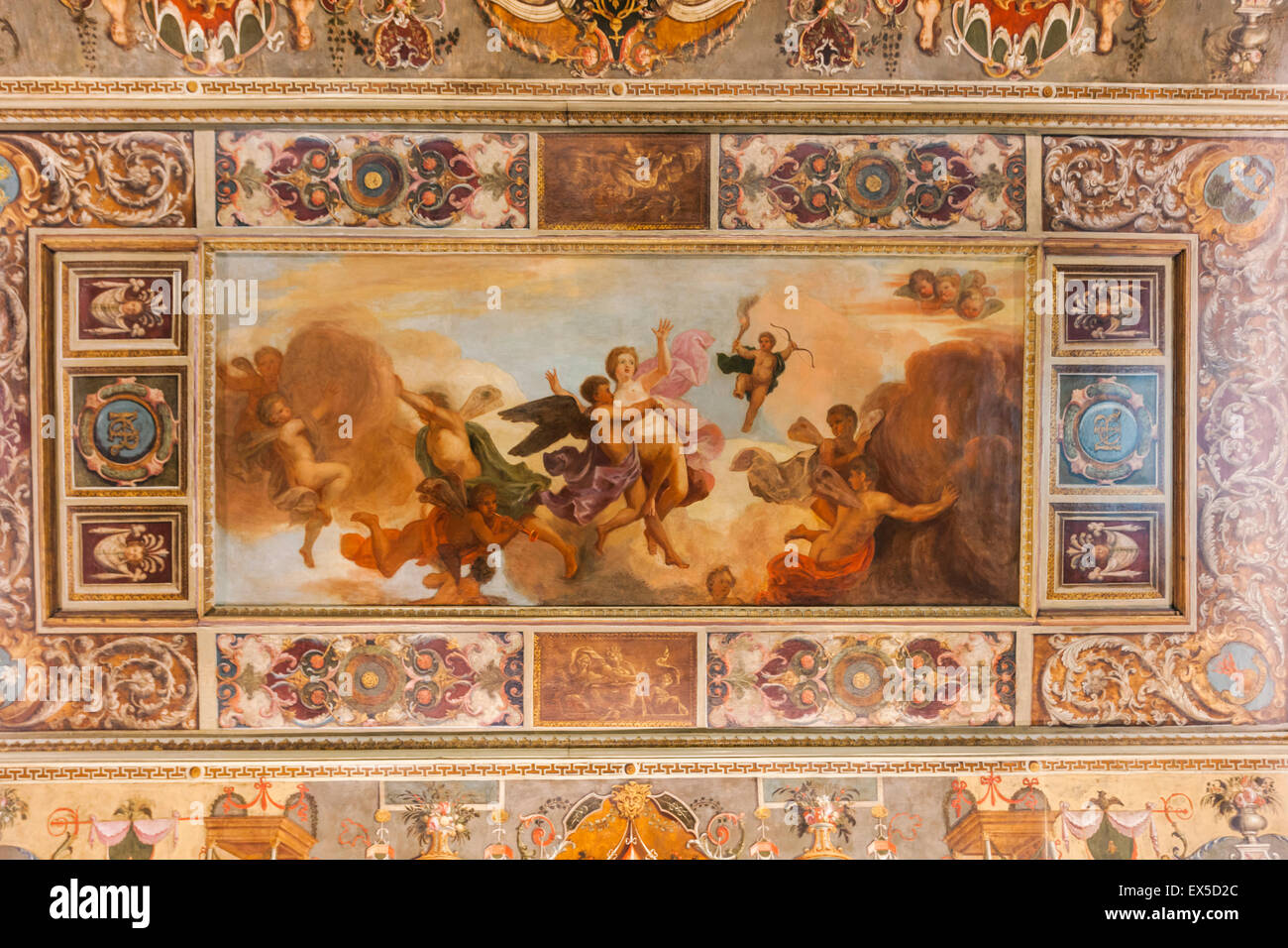 England, London, Greenwich, The Queen's House, The Queen's Presence Chamber, The Painted Ceiling Stock Photo