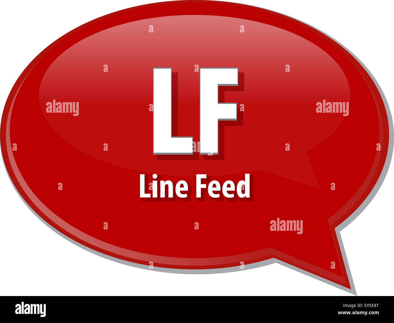 Speech bubble illustration of information technology acronym abbreviation term definition LF Line Feed Stock Photo