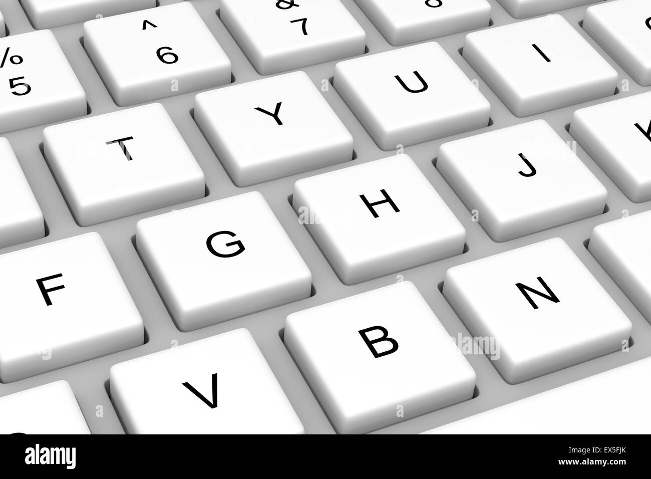White Personal Computer Keyboard Close-up 3D Illustration Stock Photo