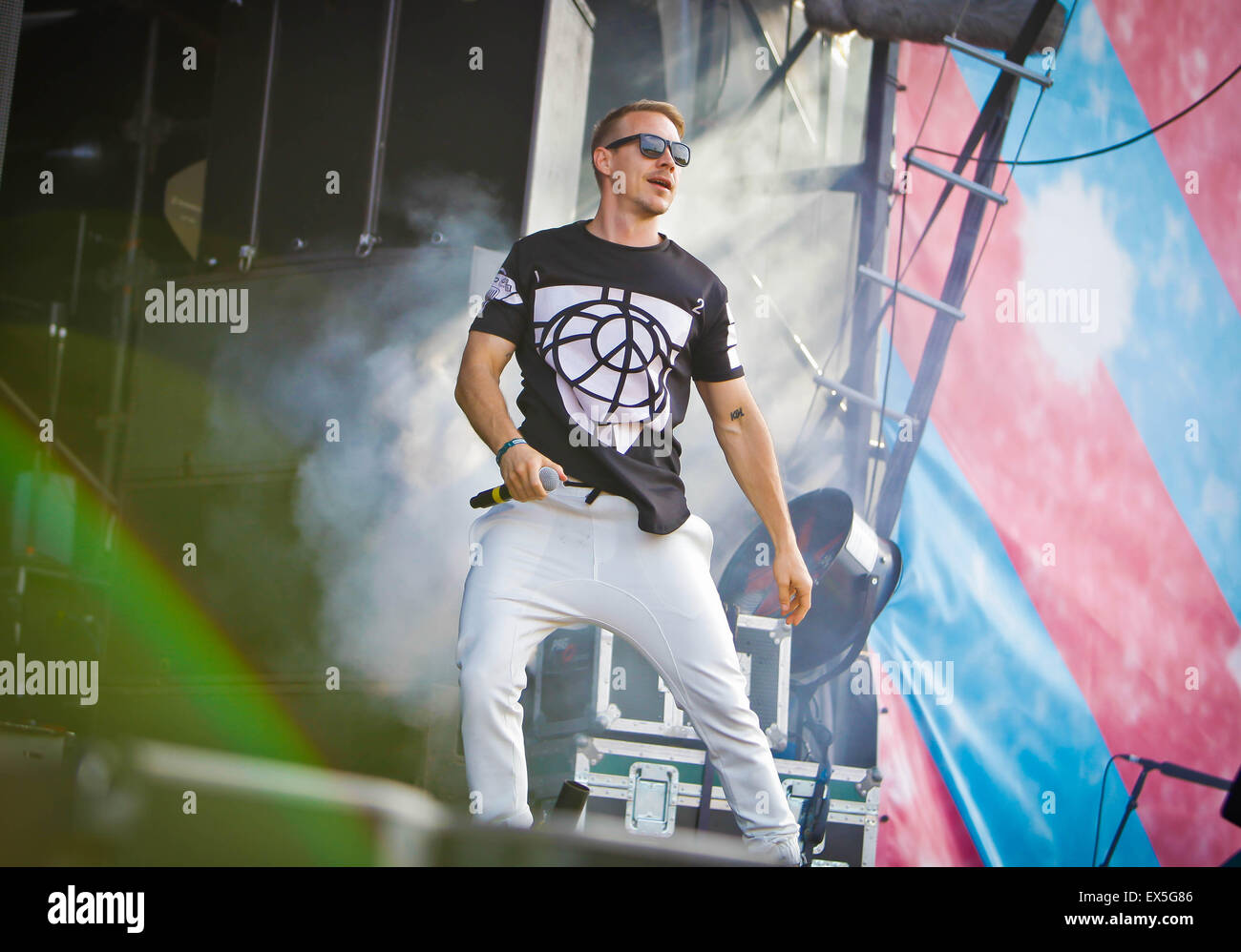 London, UK. Thomas Wesley Pentz of Major Lazer performing live at the