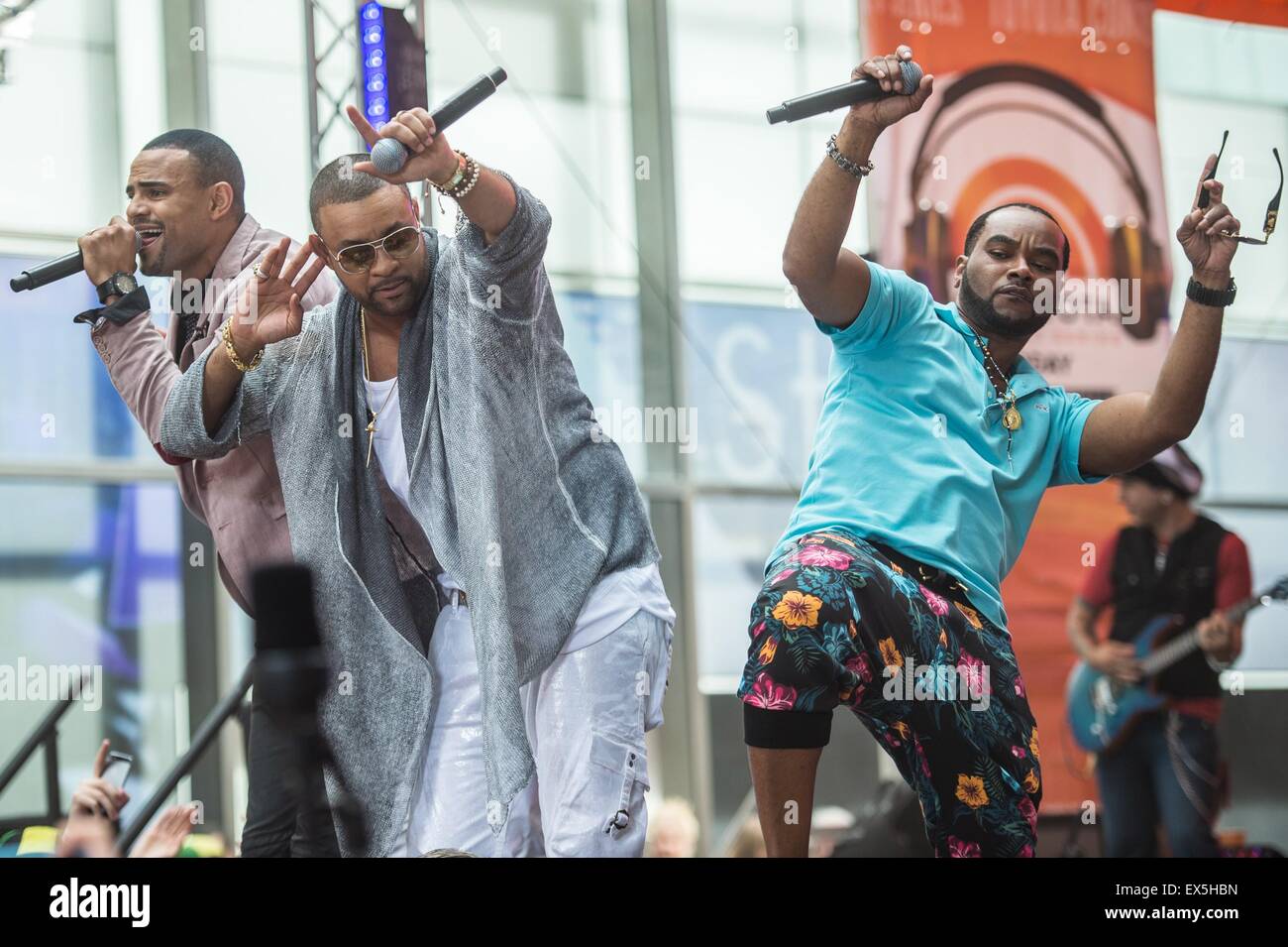 Shaggy Singer Rik Rok New York, USA. 7th July, 2015. Mohombi, Shaggy, RikRok on stage for NBC ...