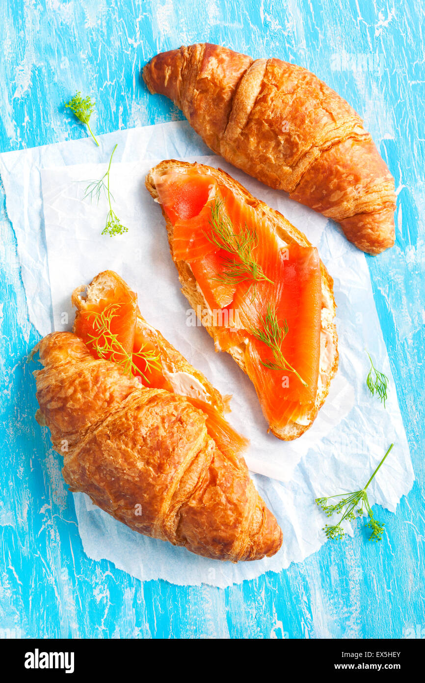 Croissant with smoked salmon and cream cheese Stock Photo Alamy