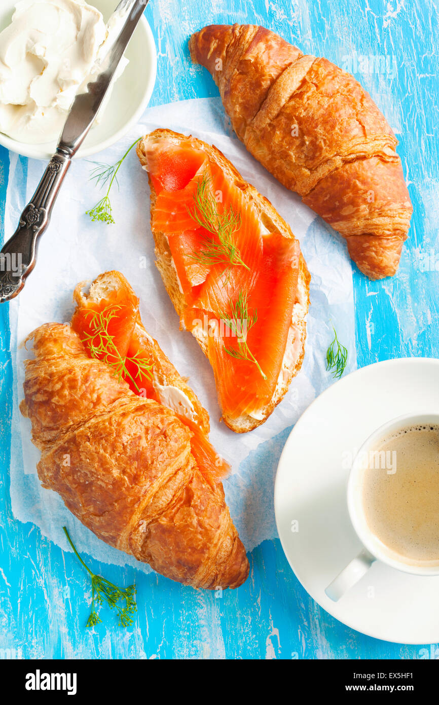 Croissant with smoked salmon and cream cheese Stock Photo Alamy