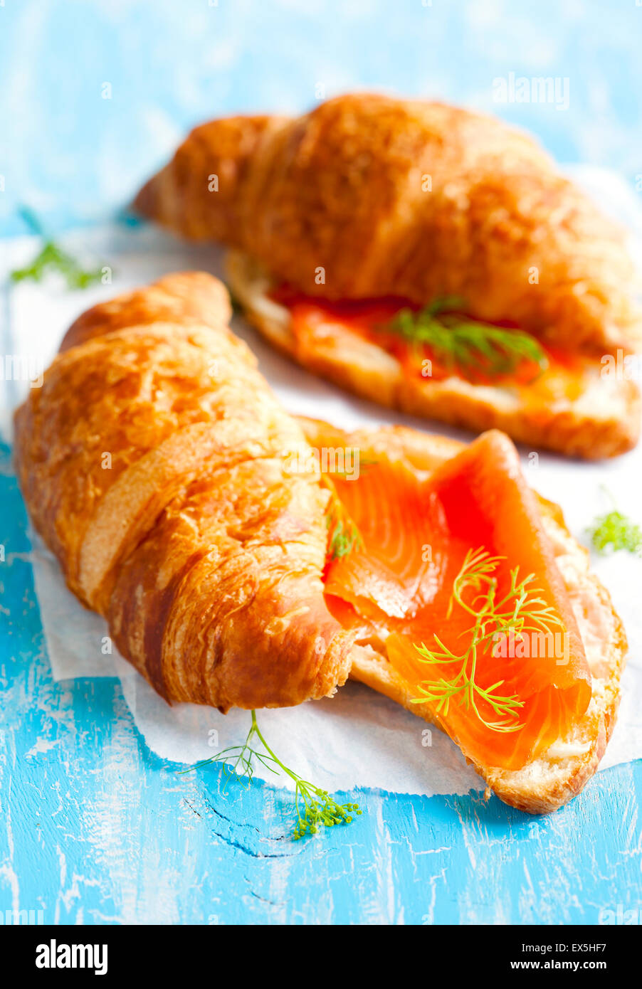 Croissant with smoked salmon and cream cheese Stock Photo Alamy