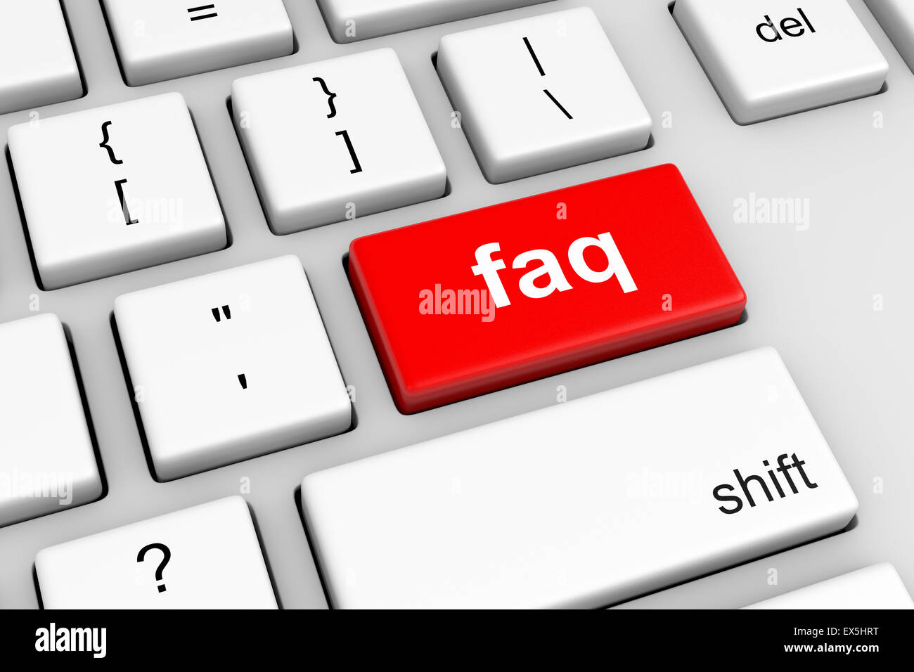 Computer Keyboard with Red Faq Button Illustration Stock Photo - Alamy