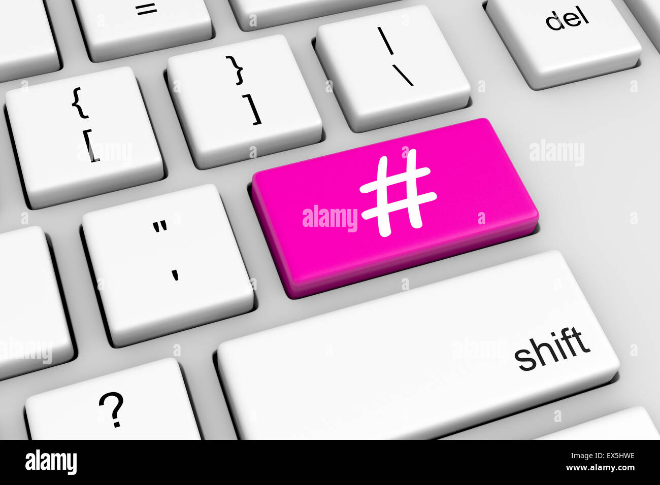Computer Keyboard with Hashtag Symbol Button Illustration Stock Photo