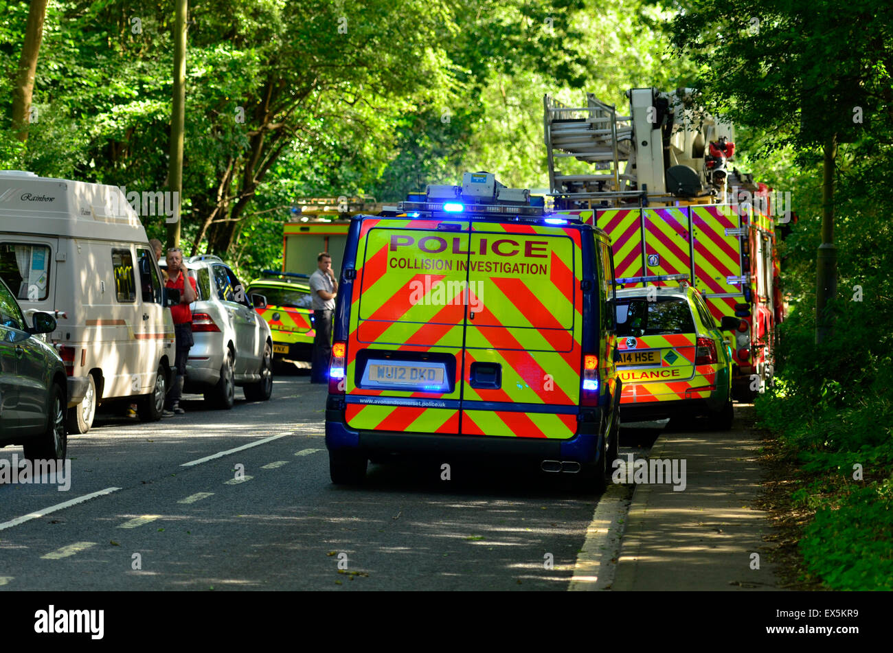 Bristol, UK. 7th July, 2015. Crash involving a lorry and car shuts A37