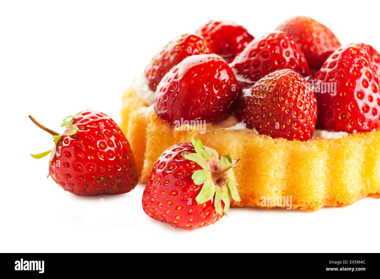 Strawberry shortcake, closeup, isolated on white background Stock Photo ...