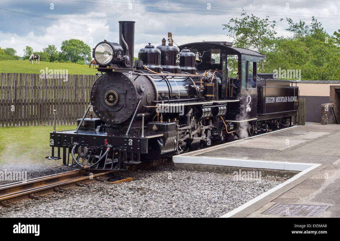 Steam Locomotive, Pant Station, Brecon Mountain Railway, Powys, Wales, UK Stock Photo