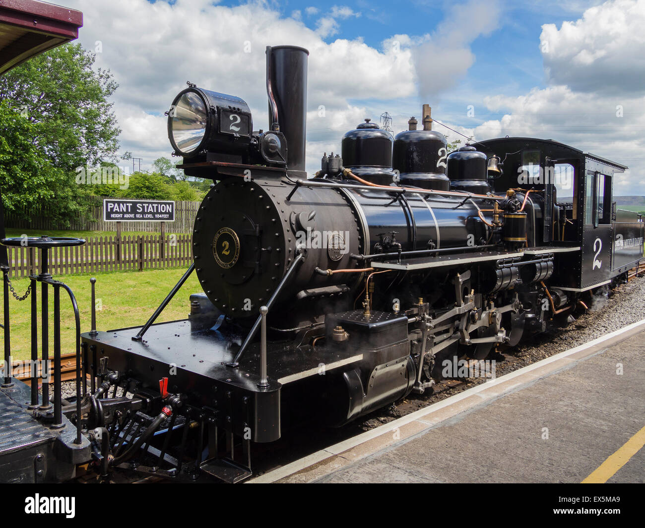 Steam Locomotive, Pant Station, Brecon Mountain Railway, Powys, Wales, UK Stock Photo