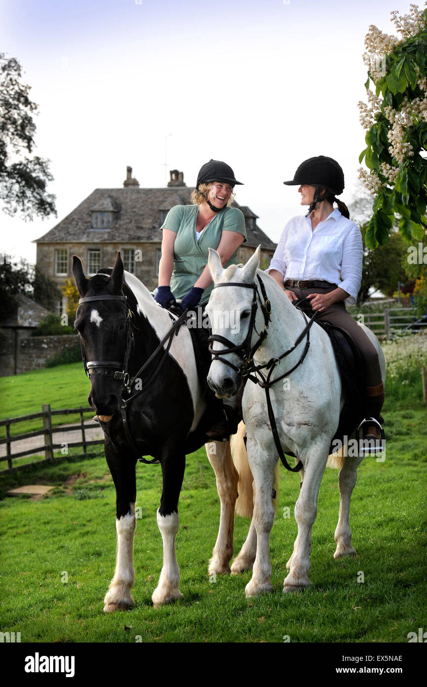 Two lady riders on a horse riding holiday near in the