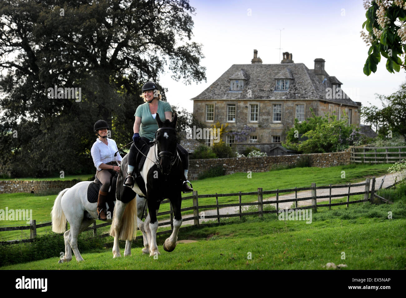 Two lady riders on a horse riding holiday near in the