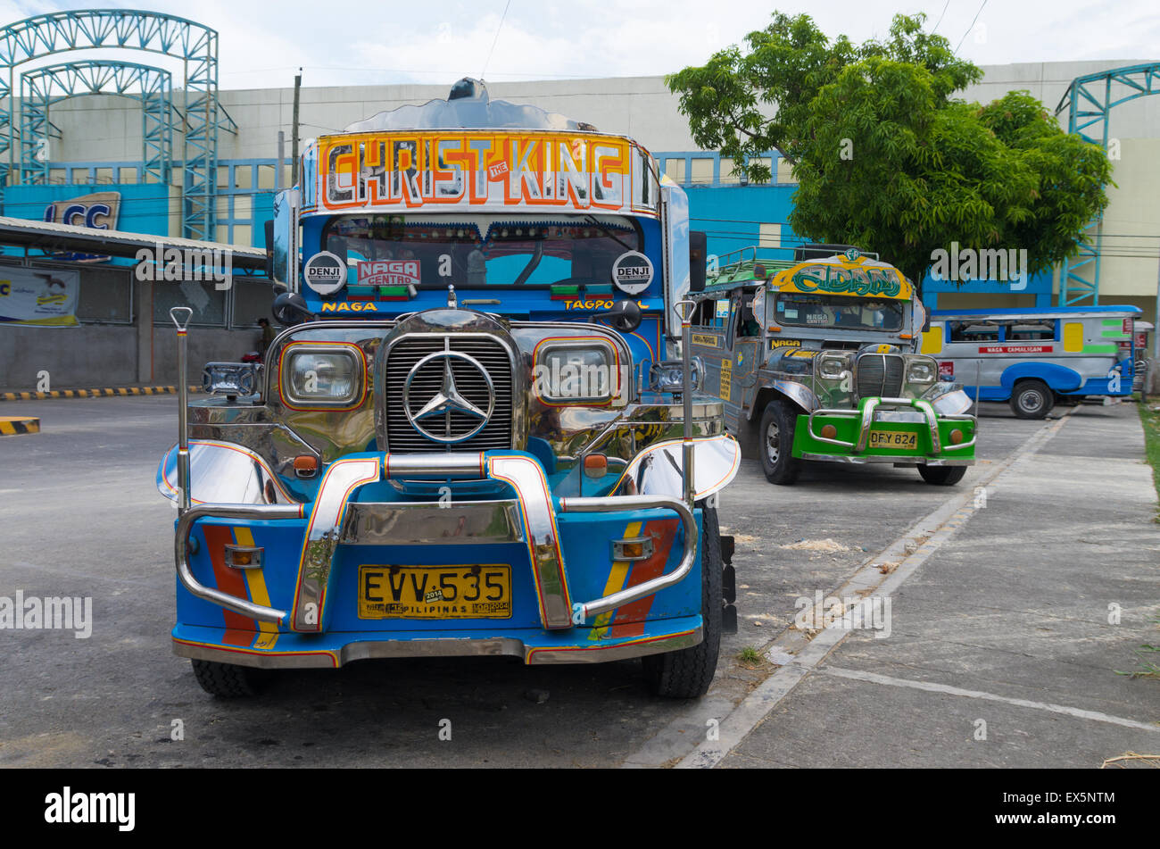 jeepneys in the streets of naga city. Jeepneys are the most popular means of public transportation in the Philippines. Stock Photo