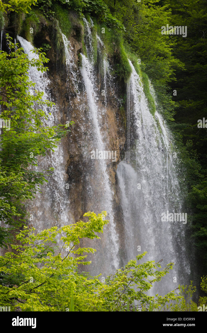 Plitvice Lakes National Park, Lika-Senj County & Karlovac County, Croatia. Waterfalls within the Park. Stock Photo