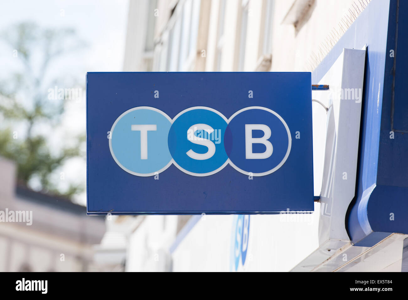 TSB bank sign on the outside of a branch in Cardiff, Wales. Stock Photo