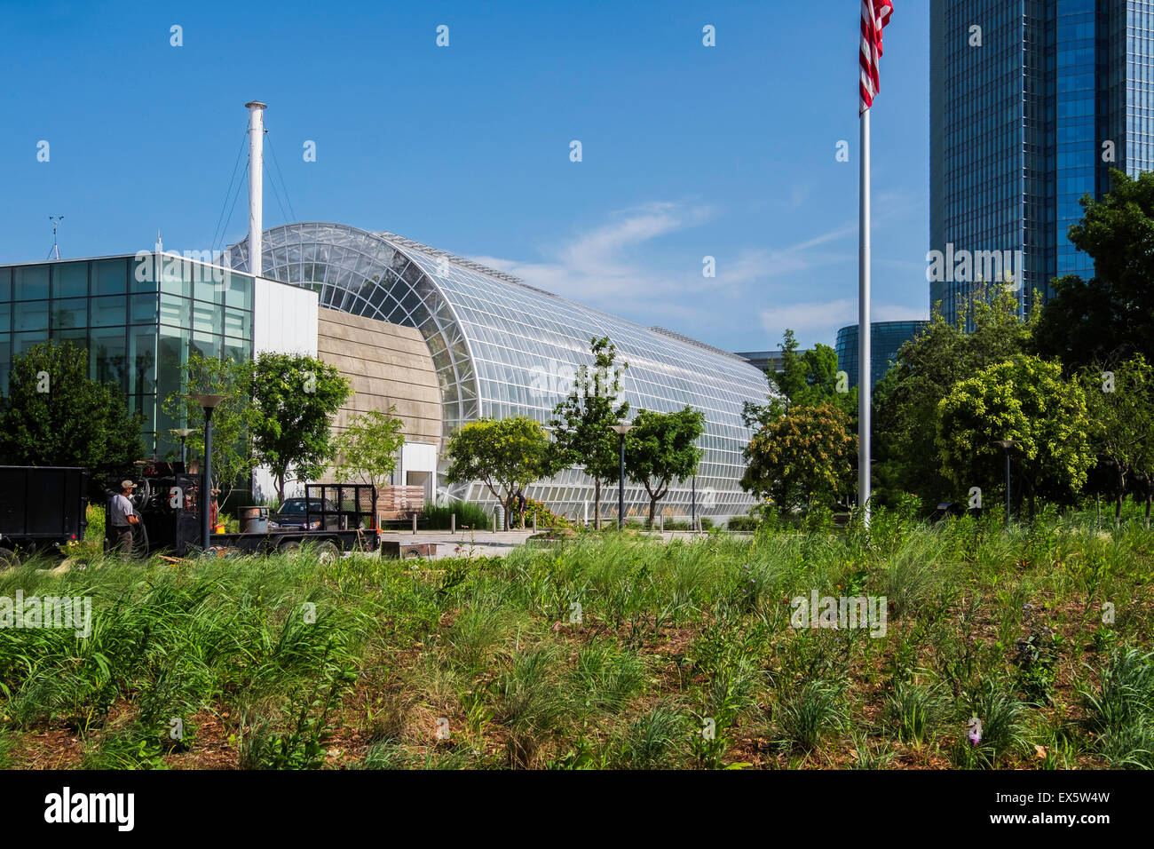 The Crystal Bridge, featuring exotic rain forest plants in the Myriad Botanical Gardens in Oklahoma City, USA. Stock Photo