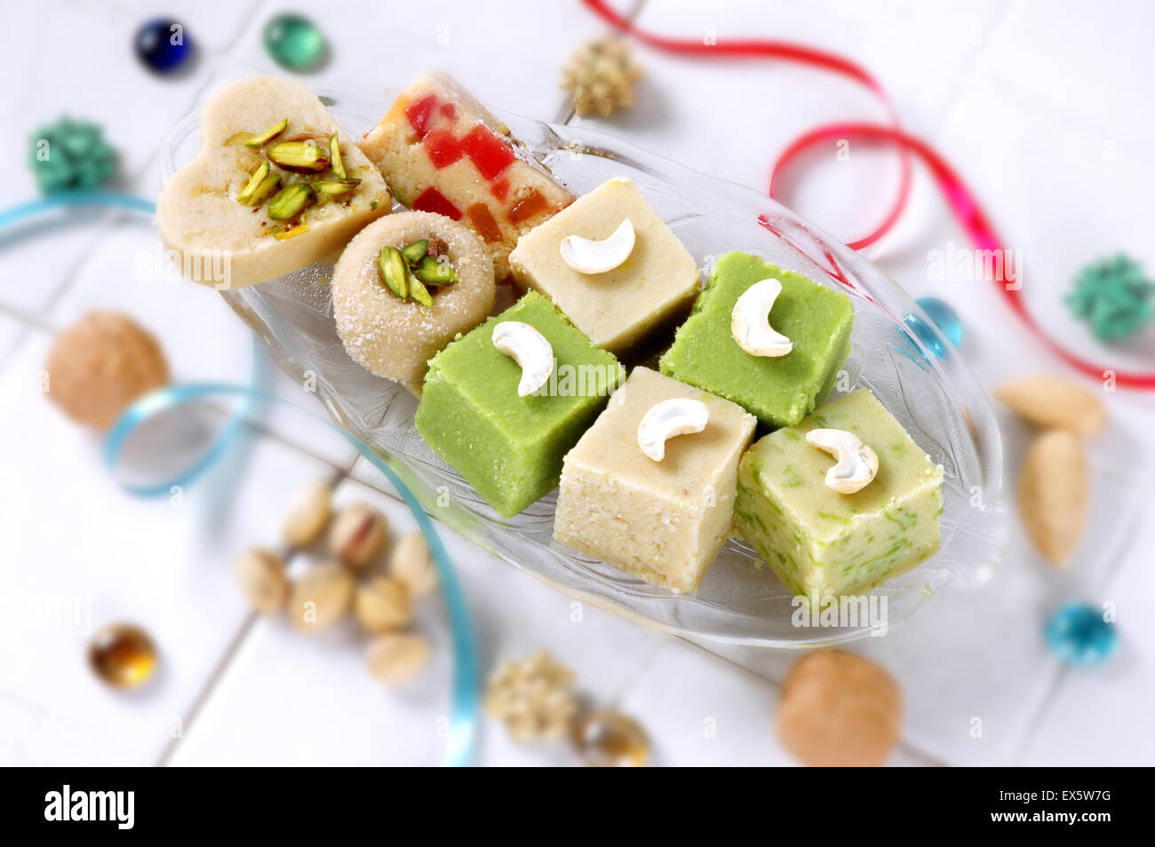 Delicious collection of khoya mitahi (sweets made by condensed milk