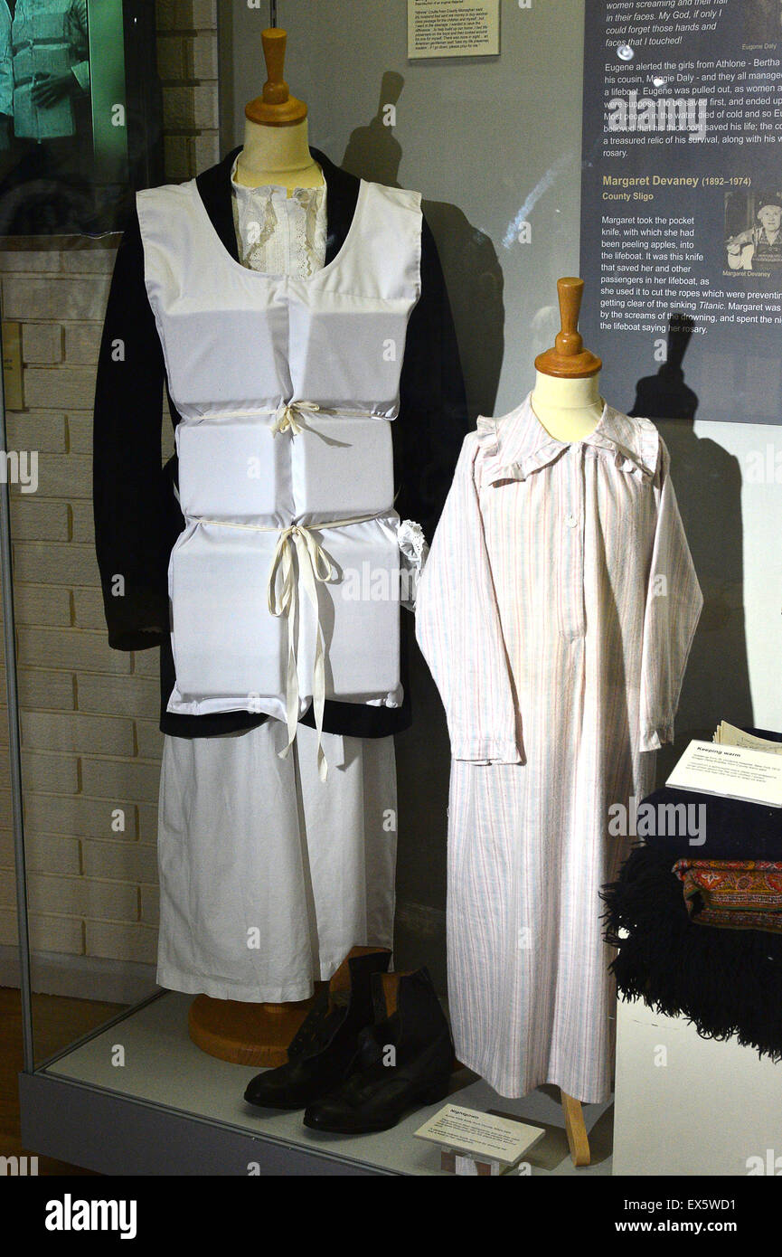 Display of memorabilia from the Titanic ship at the Ulster American Folk  Park Stock Photo - Alamy