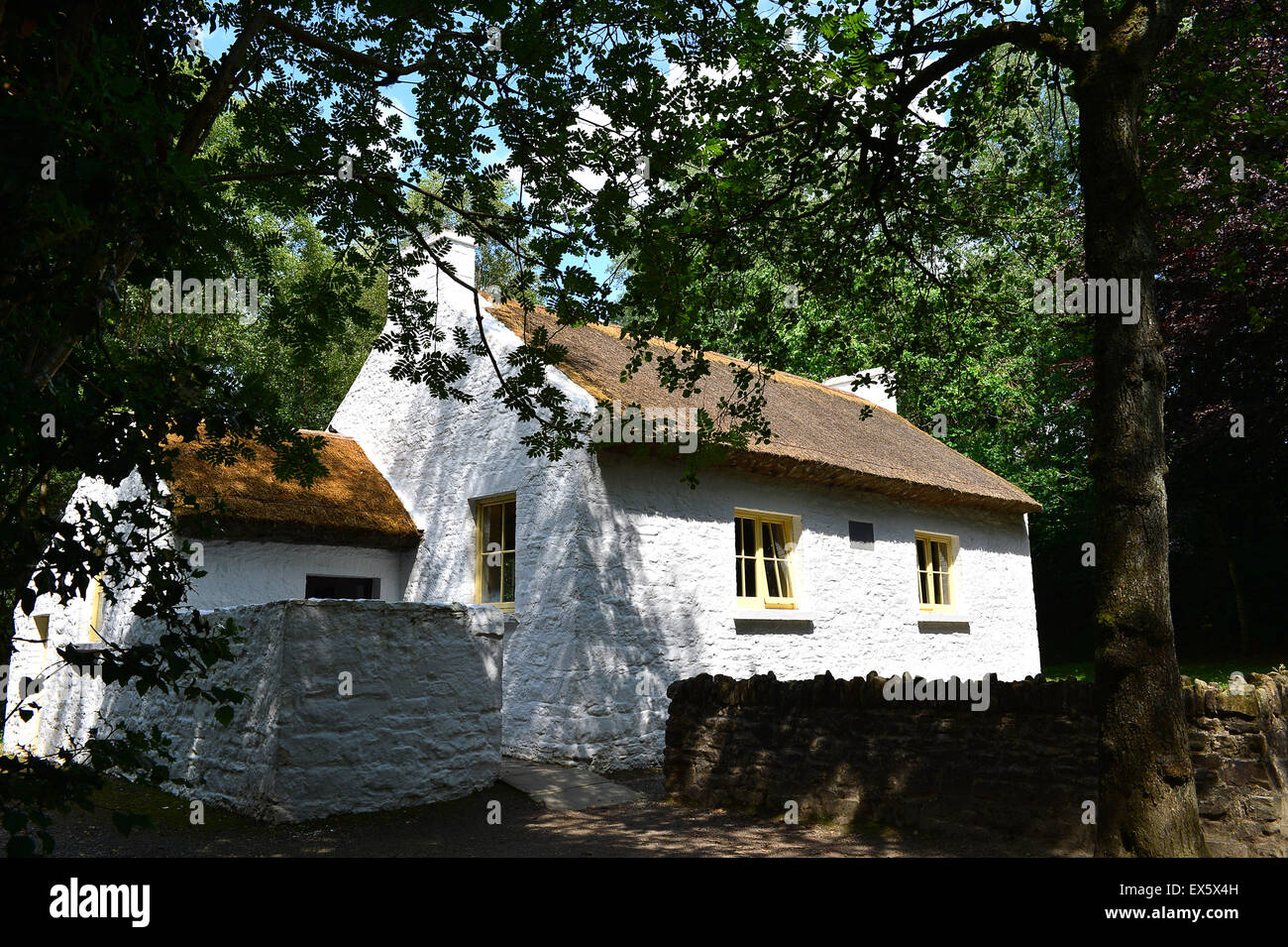 Exterior of 19th century, Irish National School House at the Ulster American Folk Park Stock Photo