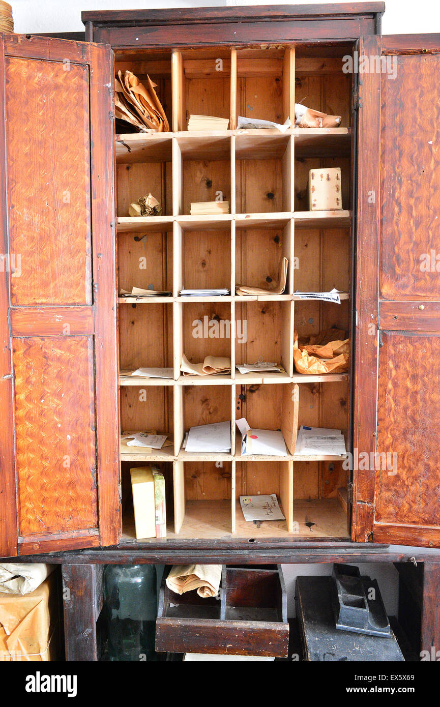 Early 20th century village post office interior at the Ulster American Folk Park Stock Photo