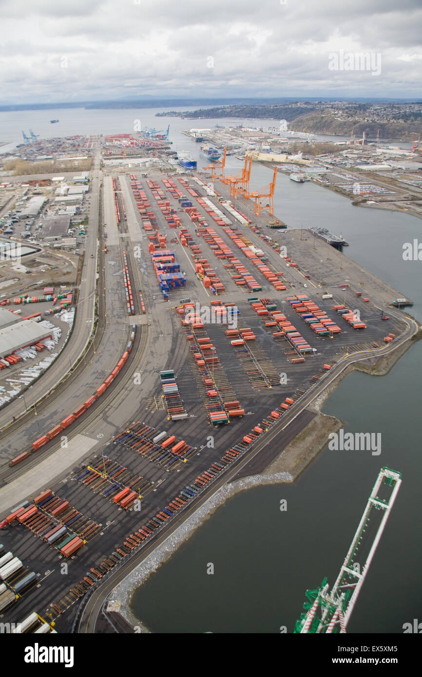 aerial view of harbor facility Stock Photo