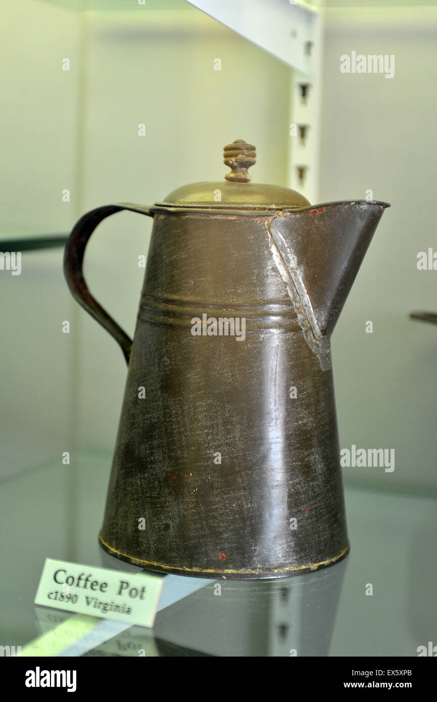 19th century colonial America metal coffee pot at the Ulster American