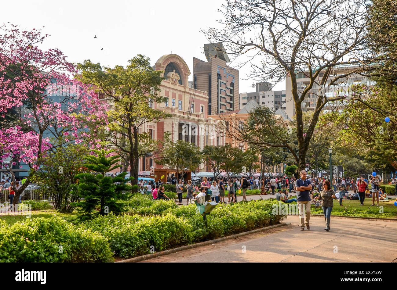 BELO HORIZONTE ,BRAZIL -JULY 05, 2015 ;Traditional food and drinks on GASTRONOMY WEEK on Liberty Square in Belo Horizonte. Stock Photo