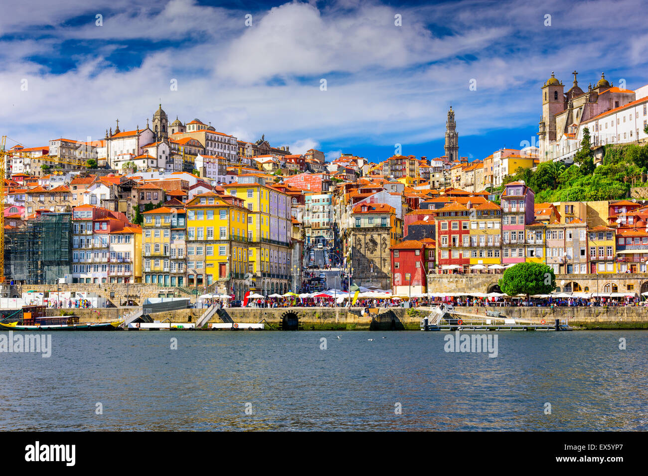 Porto, Portugal old town skyline from across the Douro River. Stock Photo