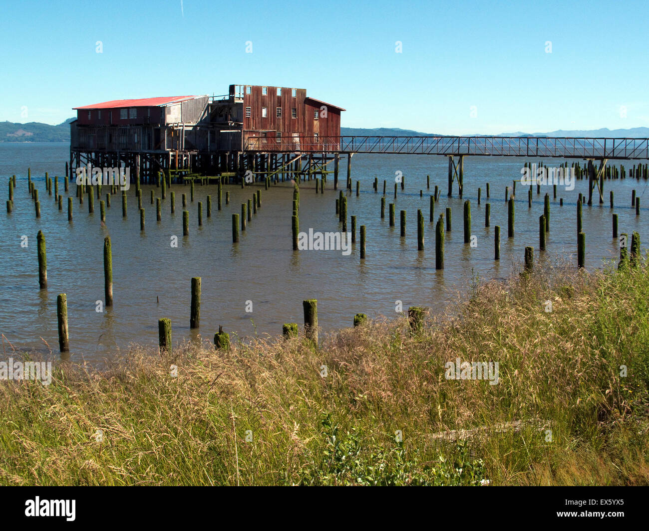 Astoria, Oregon, USA. Astoria waterfront where hundreds of pilings