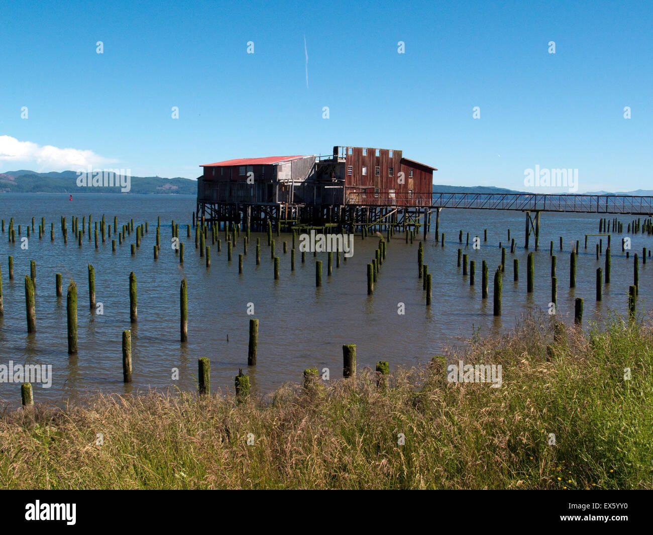 Astoria, Oregon, USA. Astoria waterfront where hundreds of pilings