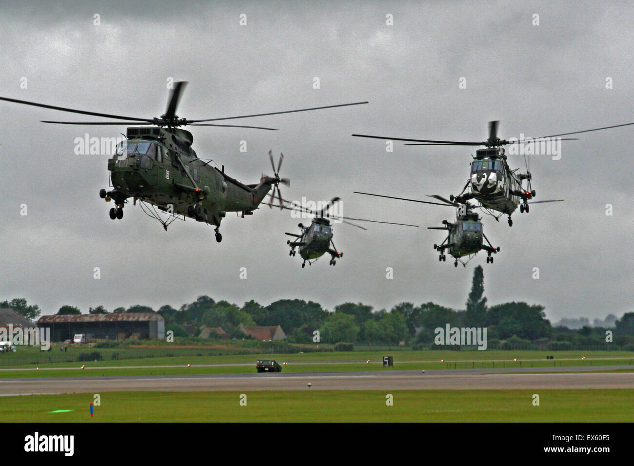 Four Westland Sea King H C Mk 4 helicopters of the Commando Helicopter Force Based at RNAS Yovilton Stock Photo