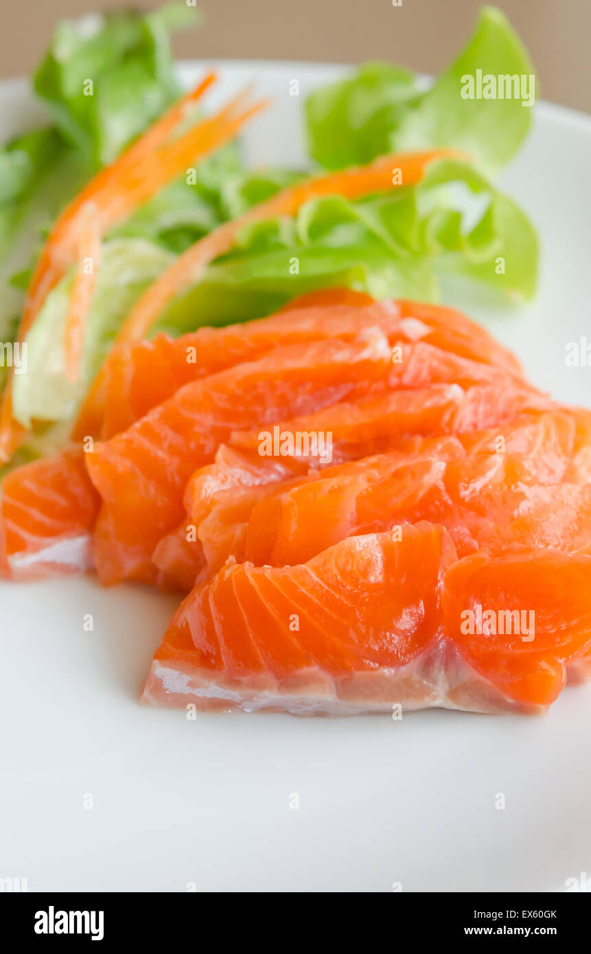 close up salmon sashimi , japanese style cuisine Stock Photo - Alamy