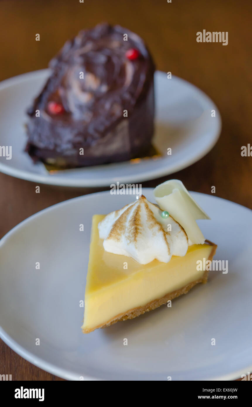 Slice of new york style cheesecake on the plate Stock Photo