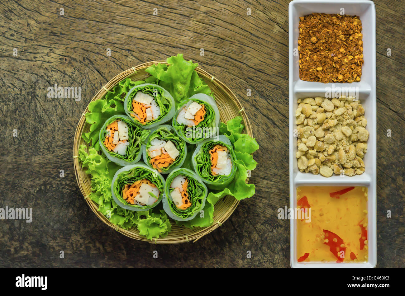 top view Fresh Spring Roll, Vietnamese Food Stock Photo - Alamy