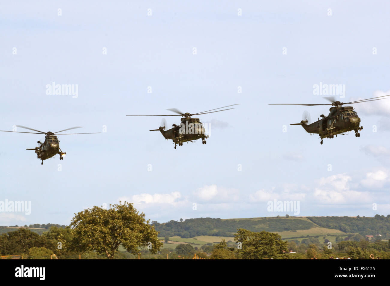 Three Westland Sea King H C Mk 4 of the Commando Helicopter Force Based at RNAS Yovilton Stock Photo