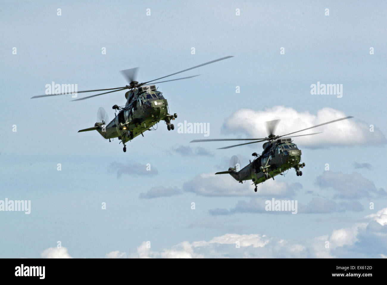 A pair of Westland Sea King H C Mk 4 of the Commando Helicopter Force Based at RNAS Yovilton Stock Photo