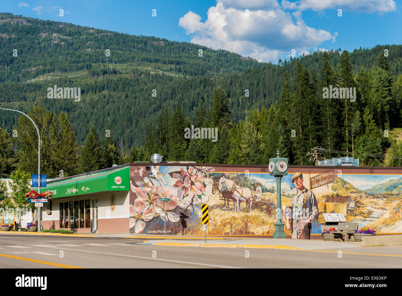 Fruitvale mural british columbia canada friutvale mural hires stock