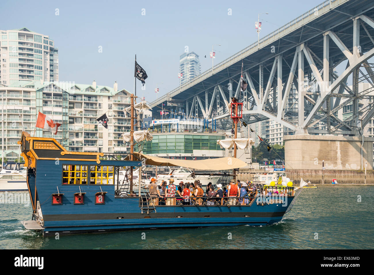 Pirate adventures boat False Creek, Vancouver, British Columbia, Canada Stock Photo