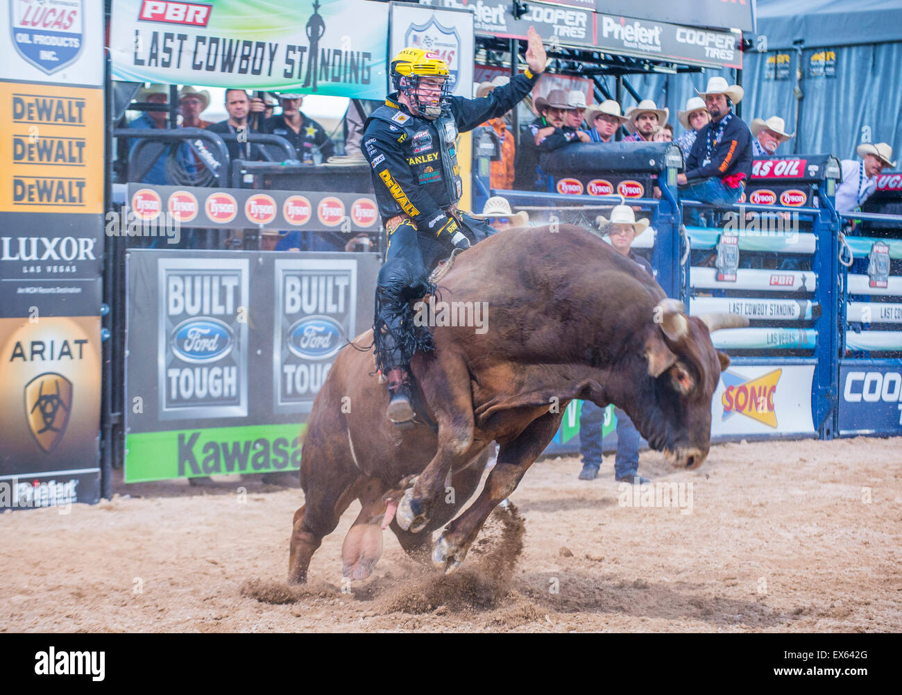 Cowboy Participating in a Bull riding Competition at the Las Cowboy