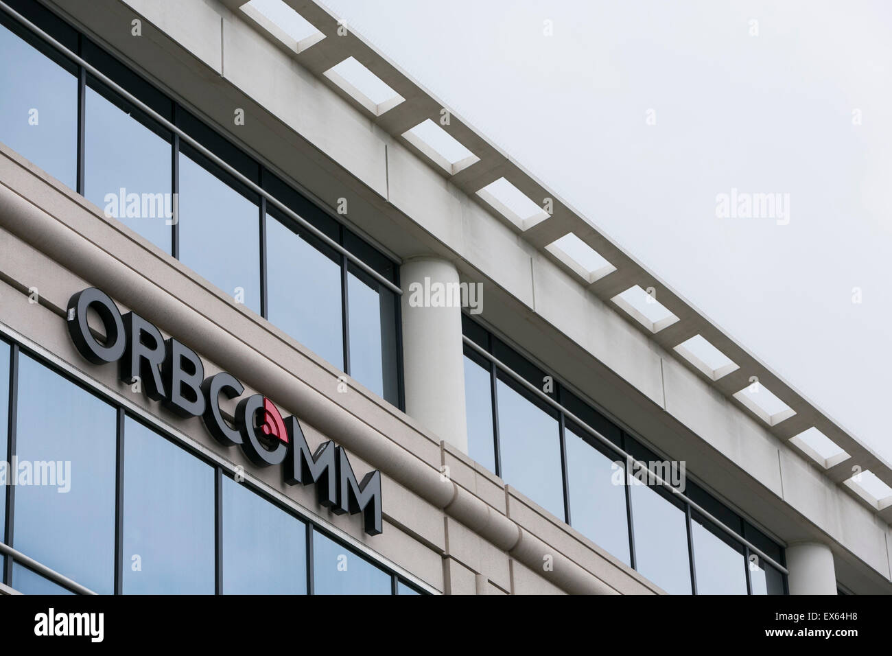 A logo sign outside of an office building occupied by ORBCOMM, Inc., in Sterling, Virginia. Stock Photo