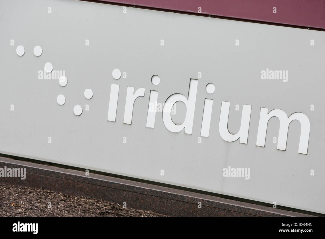 A logo sign outside of an office building occupied by Iridium Communications Inc., in Leesburg, Virginia. Stock Photo