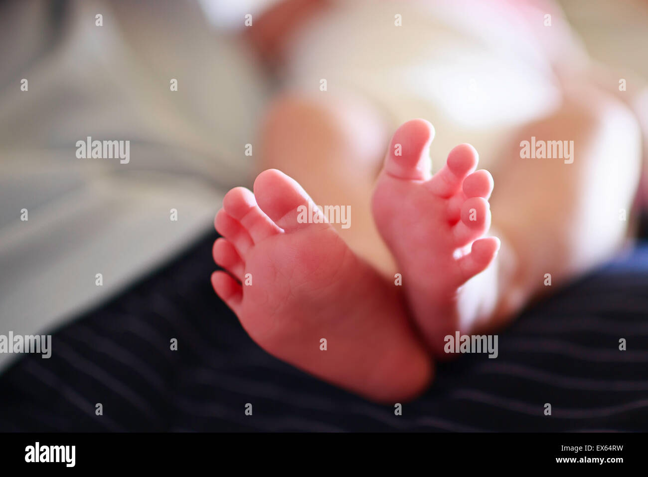 Newborn baby feet close-up Stock Photo