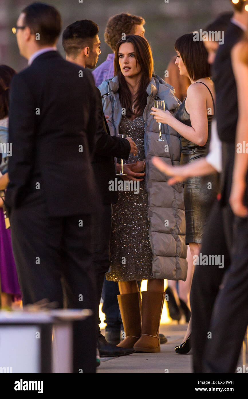 Alessandra Ambrosio and Megan Fox filming for their new movie Teenage  Mutant Ninja Turtles 2 in Brooklyn, New York. This is the first appearance  of Alessandra Ambrosio on the set. Featuring: Alessandra