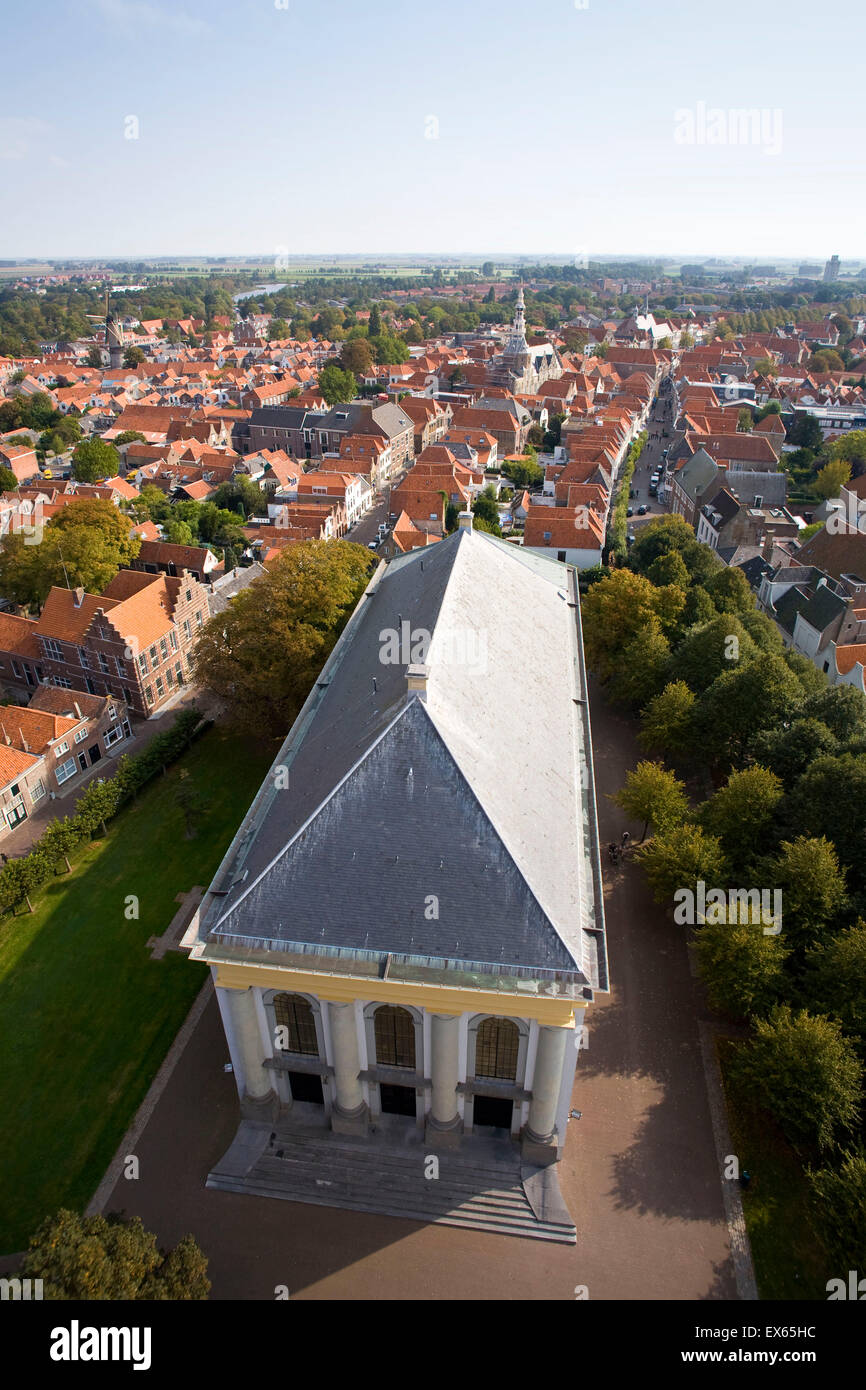Europe, Netherlands, Zeeland, Zierikzee on the peninsula Schouwen-Duiveland, view from the tower of the St. Lievens church to th Stock Photo