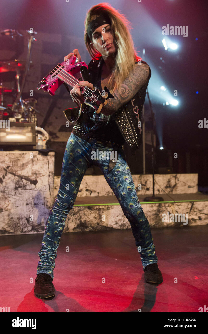 Calgary, Canada. 8th July, 2015. Bassist of Steel Panther, LEXXI FOX