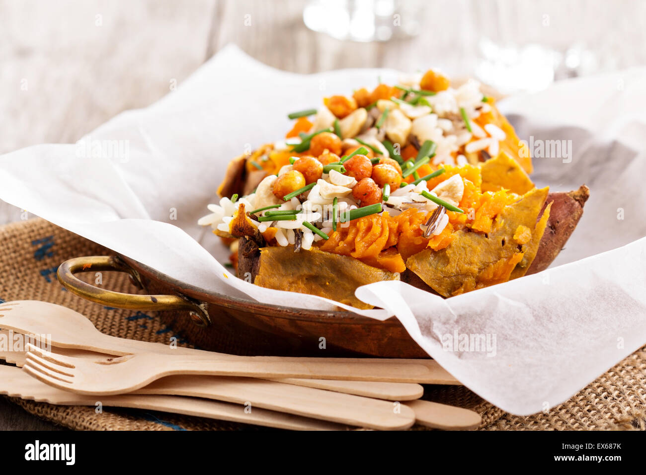 Baked sweet potato stuffed rice hires stock photography and images Alamy