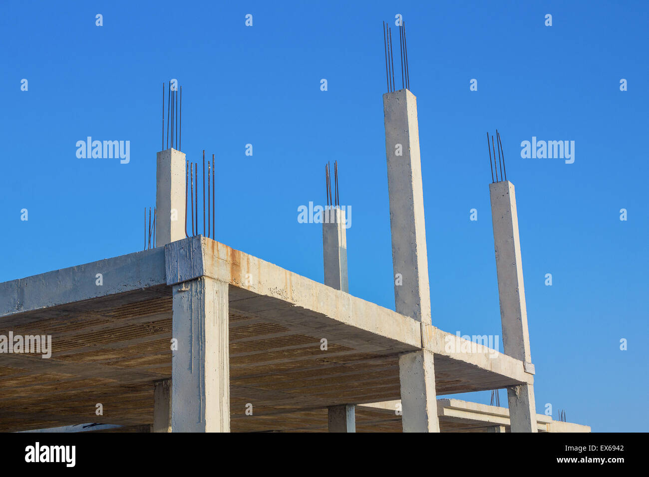 housing construction with the foundations in sight Stock Photo