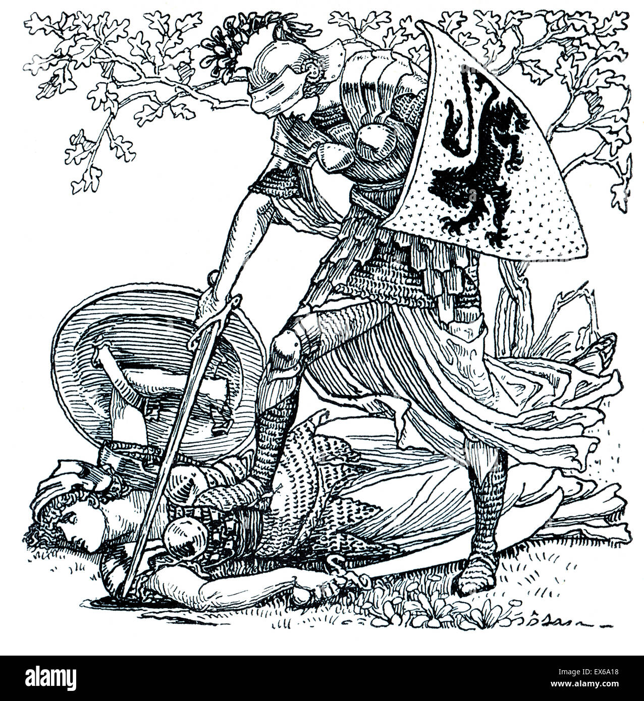 Illustration from Faerie Queen, (1896) by illustrator Walter Crane Stock Photo