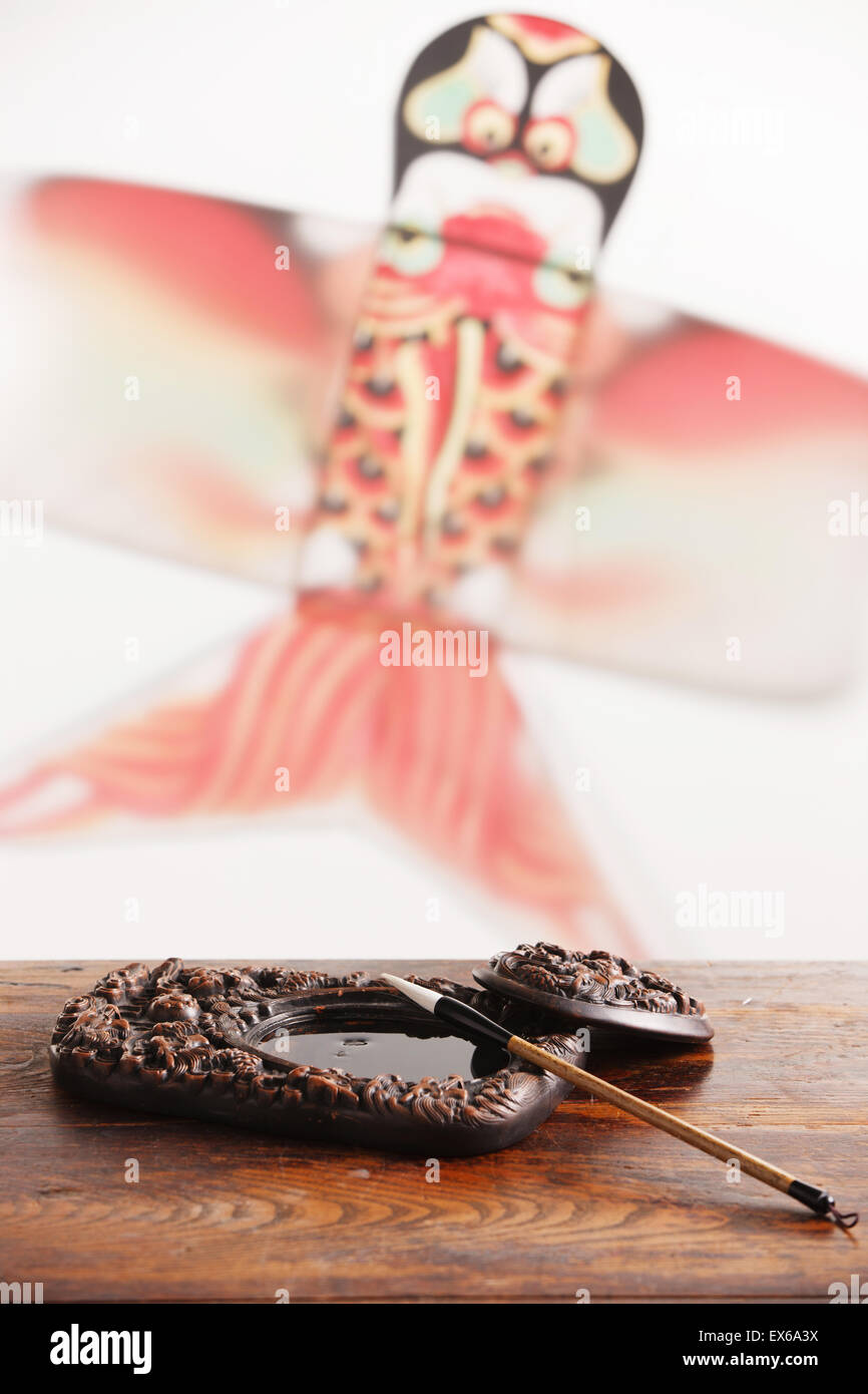 Inkstone and kite Stock Photo