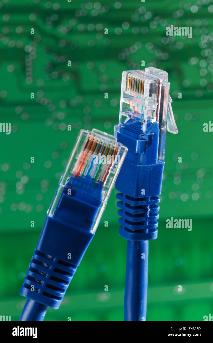 Circuit board and network cables Stock Photo Alamy